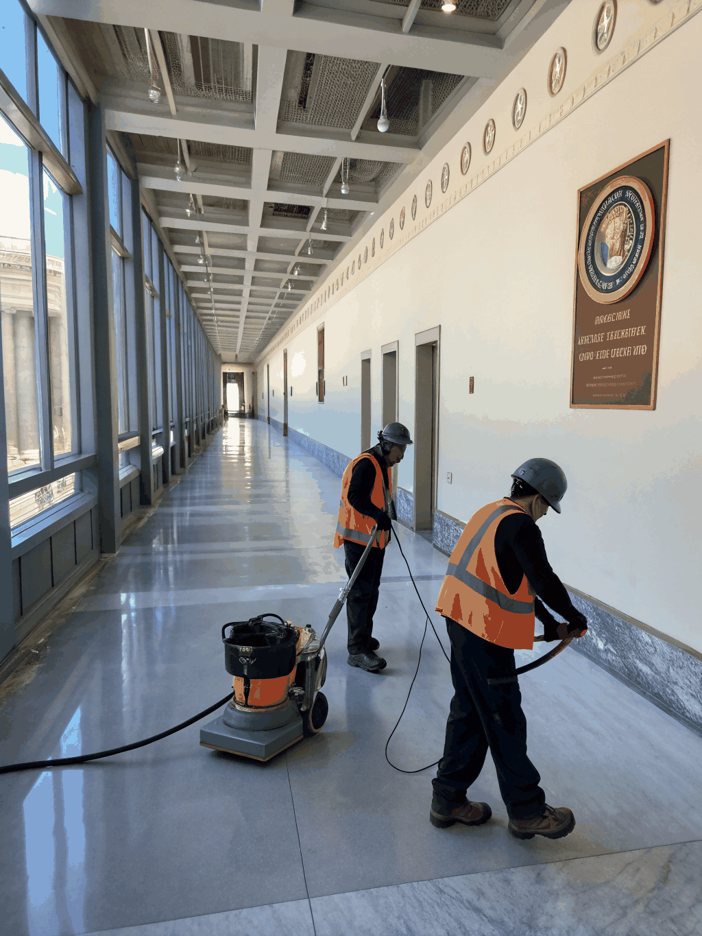 Industrial warehouse facility being professionally cleaned
