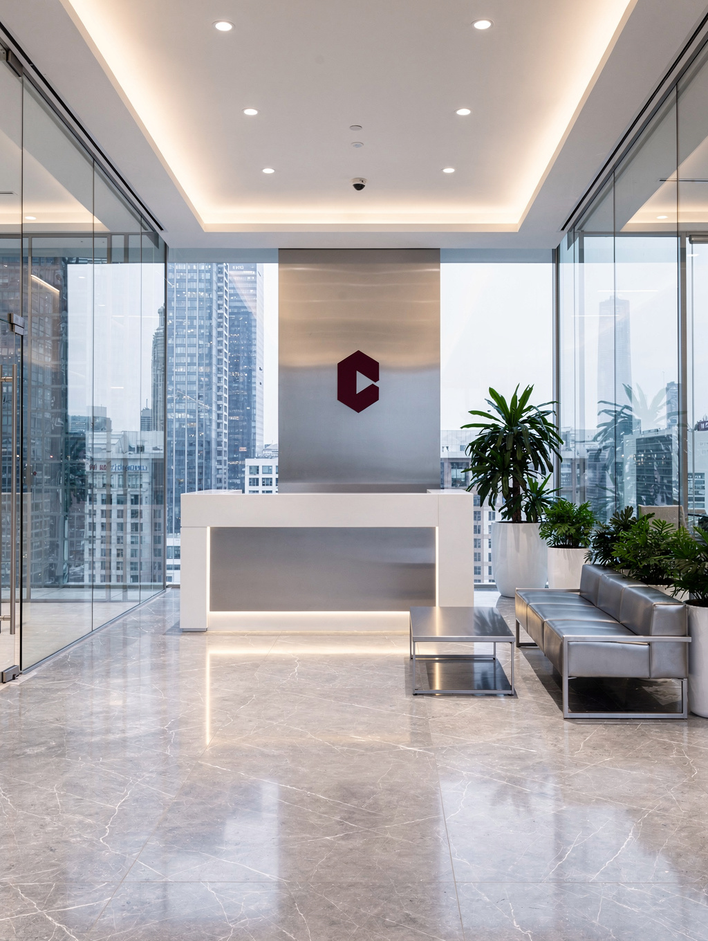 Immaculate office lobby area after professional cleaning
