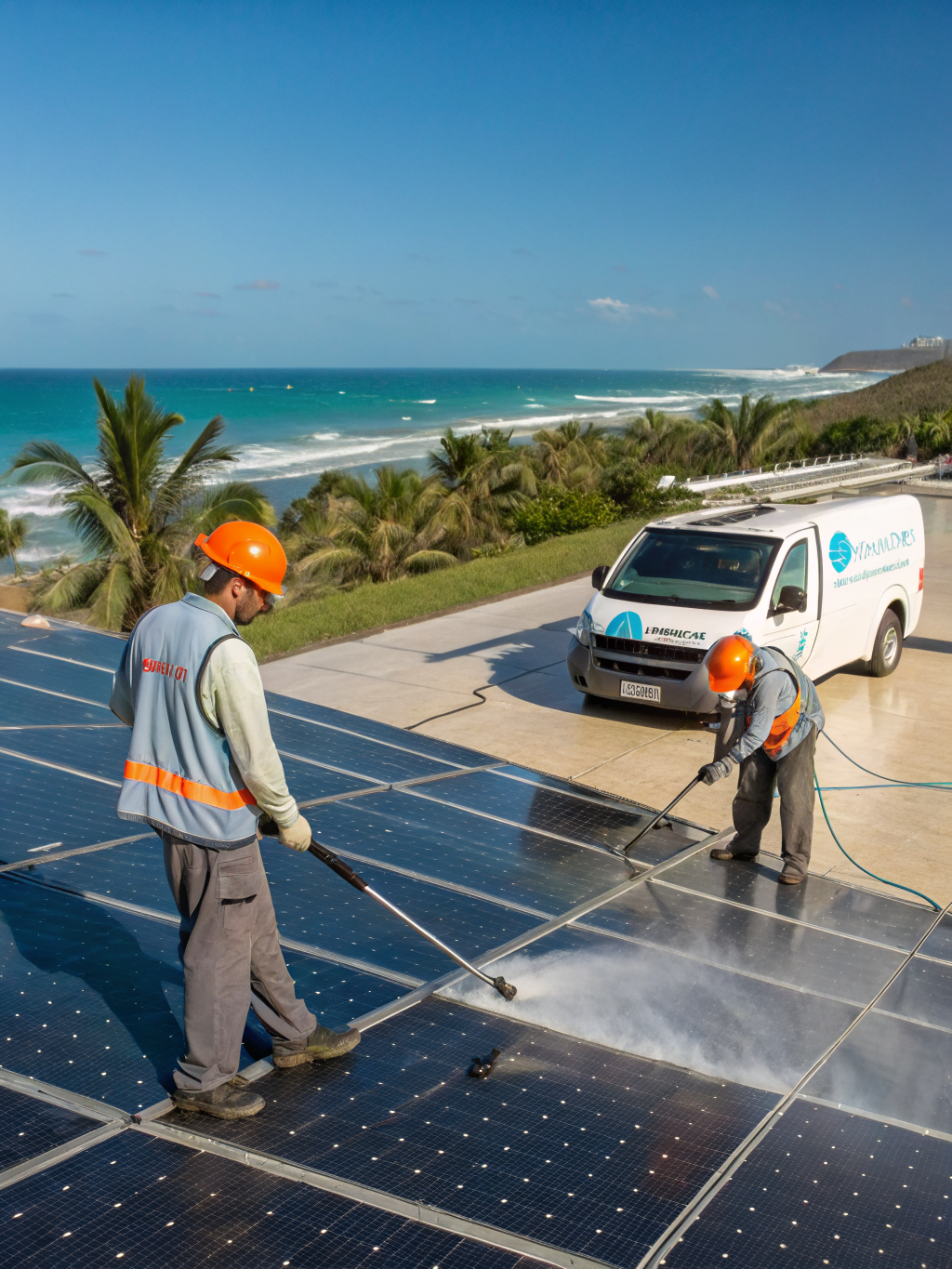 Cleaning commercial solar panels